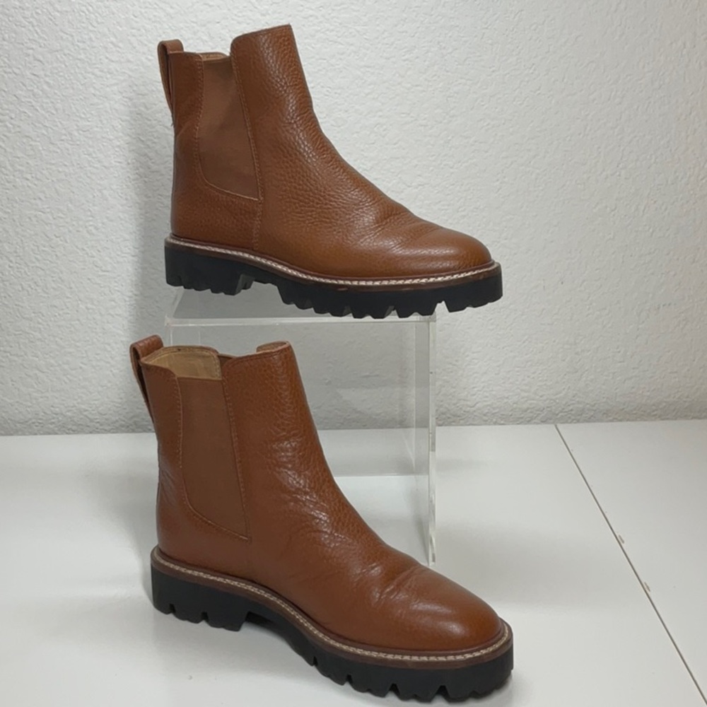 Madewell City Walk Lug Sole Chelsea Boot English Saddle Size 6